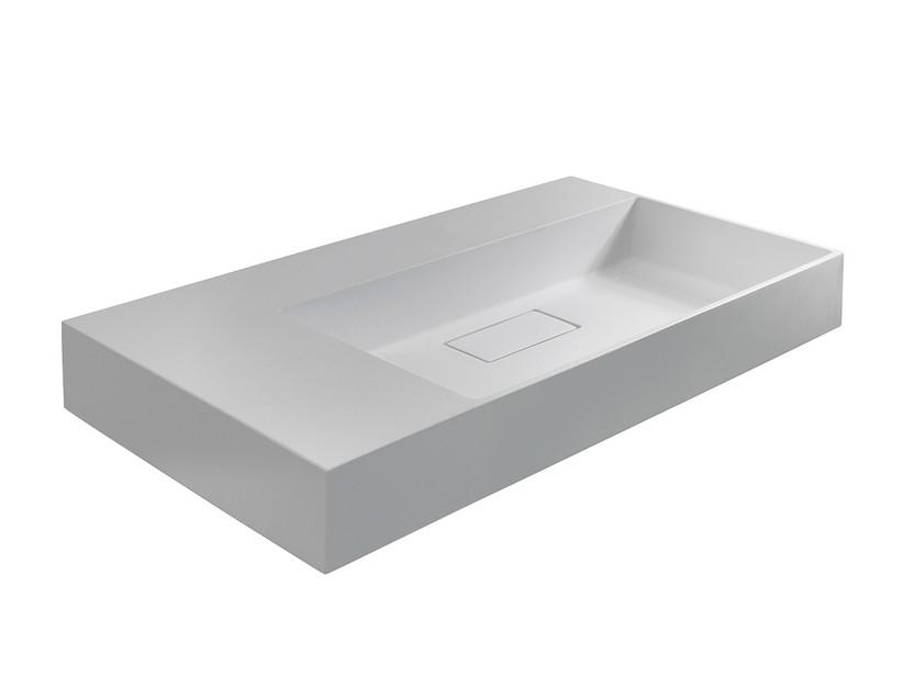 Waschbecken Unitop Eckig 100x48 cm Becken rechts Gussmarmor mit gehämmerter Steinoptik Weiß | IperCeramica Waschbecken Unitop Eckig 100x48 cm Becken rechts Gussmarmor mit gehämmerter Steinoptik Weiß | IperCeramica