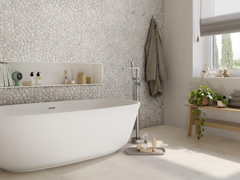 Mosaik Riverstone White 30,5x30,5 cm aus weissem Stein | IperCeramica Mosaik Riverstone White 30,5x30,5 cm aus weissem Stein | IperCeramica