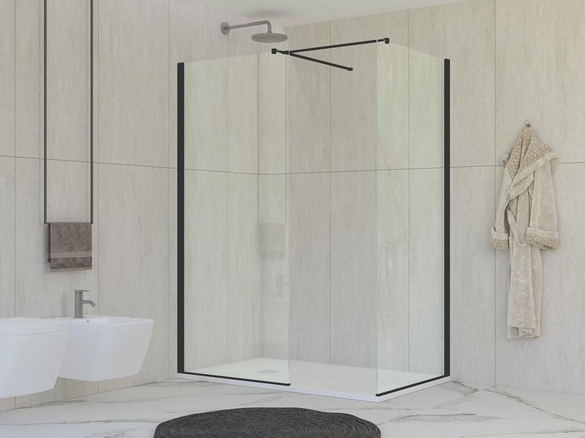 Walk-In Dusche Mirò 2-seitig 90x70 cm H200 Erw 88,5/90-67,5/70 Klarglas 6 mm und Mattschwarze Dichtungsprofile | IperCeramica Walk-In Dusche Mirò 2-seitig 90x70 cm H200 Erw 88,5/90-67,5/70 Klarglas 6 mm und Mattschwarze Dichtungsprofile | IperCeramica