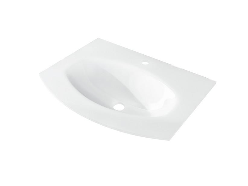 Waschbecken Unitop Wave 70x51 cm Becken in der Mitte aus glänzend weißem Glas | IperCeramica Waschbecken Unitop Wave 70x51 cm Becken in der Mitte aus glänzend weißem Glas | IperCeramica