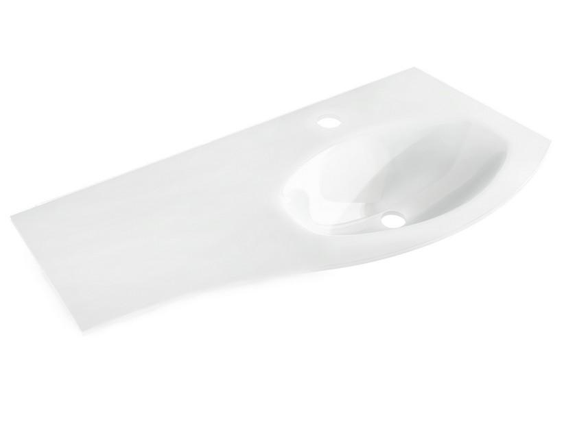 Waschbecken Unitop Wave 104x51 cm Becken rechts aus glänzend weißem Glas | IperCeramica Waschbecken Unitop Wave 104x51 cm Becken rechts aus glänzend weißem Glas | IperCeramica