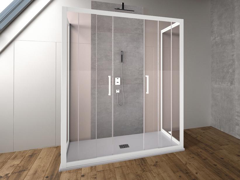 DUSCHKABINE ZEN 70x120x70 H190,4 Red 67/69 - 110/120 cm SCHIEBETÜR MIT 2 SEITENWÄNDEN GLASSTÄRKE 6 mm TRANSPARENT WEISS MATT | IperCeramica DUSCHKABINE ZEN 70x120x70 H190,4 Red 67/69 - 110/120 cm SCHIEBETÜR MIT 2 SEITENWÄNDEN GLASSTÄRKE 6 mm TRANSPARENT WEISS MATT | IperCeramica