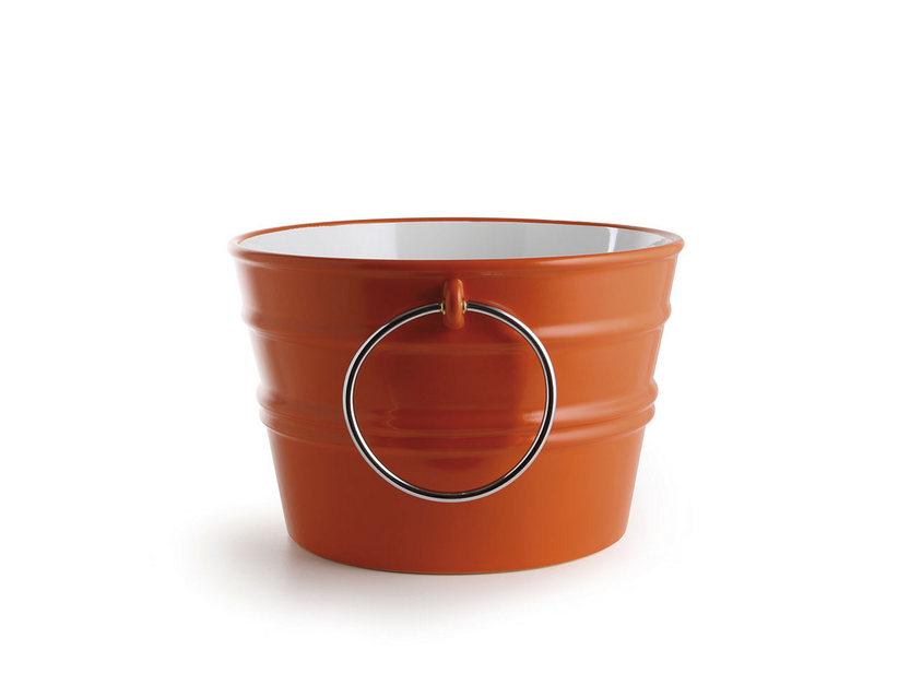 Hänge-/Aufsatzwaschbecken Bacile Ø46,5 cm H30 mit Ringen aus glänzender orangener Keramik | IperCeramica Hänge-/Aufsatzwaschbecken Bacile Ø46,5 cm H30 mit Ringen aus glänzender orangener Keramik | IperCeramica