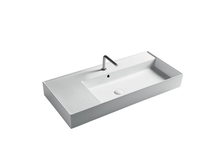 Waschbecken Unitop Twenty rechtes Becken 101x46 cm Weiß glänzend | IperCeramica Waschbecken Unitop Twenty rechtes Becken 101x46 cm Weiß glänzend | IperCeramica