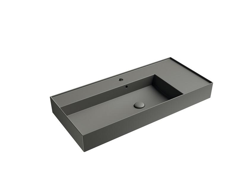 Waschbecken Unitop Twenty linkes Becken 101x46 cm Grau matt | IperCeramica Waschbecken Unitop Twenty linkes Becken 101x46 cm Grau matt | IperCeramica