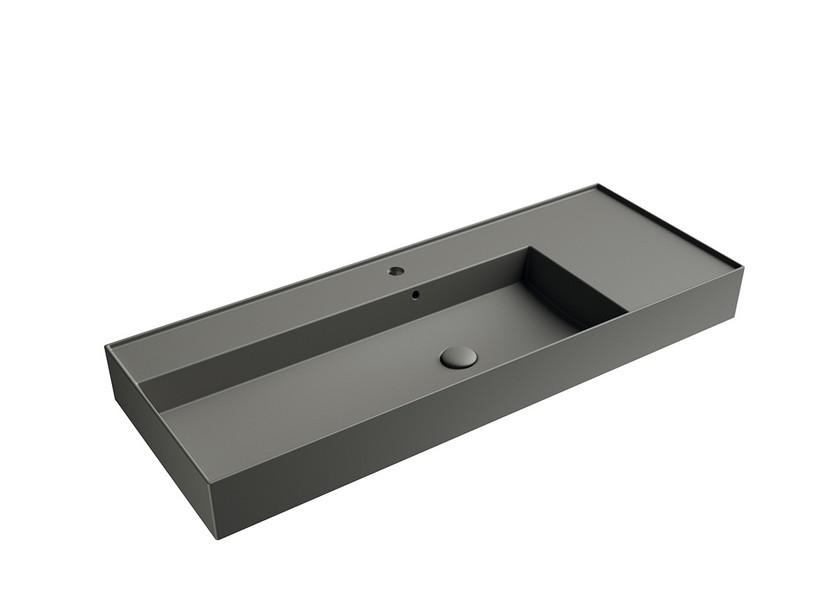 Waschbecken Unitop Twenty linkes Becken 121x46 cm Grau matt | IperCeramica Waschbecken Unitop Twenty linkes Becken 121x46 cm Grau matt | IperCeramica