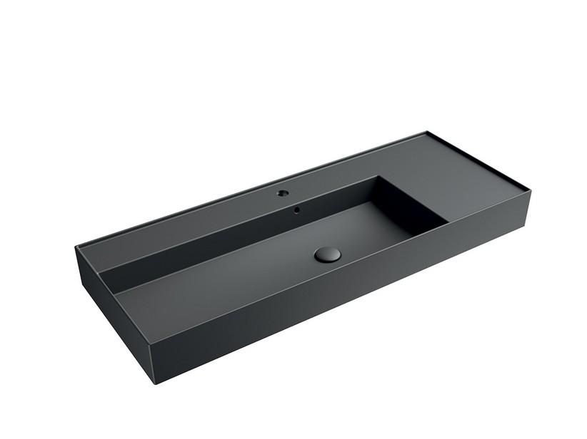 Waschbecken Unitop Twenty linkes Becken 121x46 cm Schwarz matt | IperCeramica Waschbecken Unitop Twenty linkes Becken 121x46 cm Schwarz matt | IperCeramica
