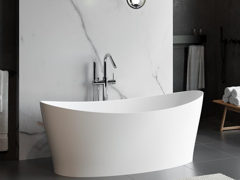 Freistehende Badewanne Zurigo 160x71 cm ohne Überlauf aus matt weißem Harz | IperCeramica Freistehende Badewanne Zurigo 160x71 cm ohne Überlauf aus matt weißem Harz | IperCeramica