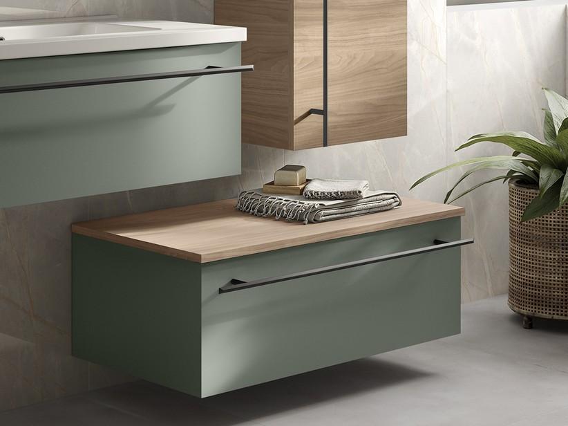 Hängeschrank LUMI L60xT46,5 cm Nussbaumporig/Mattgrün | IperCeramica Hängeschrank LUMI L60xT46,5 cm Nussbaumporig/Mattgrün | IperCeramica