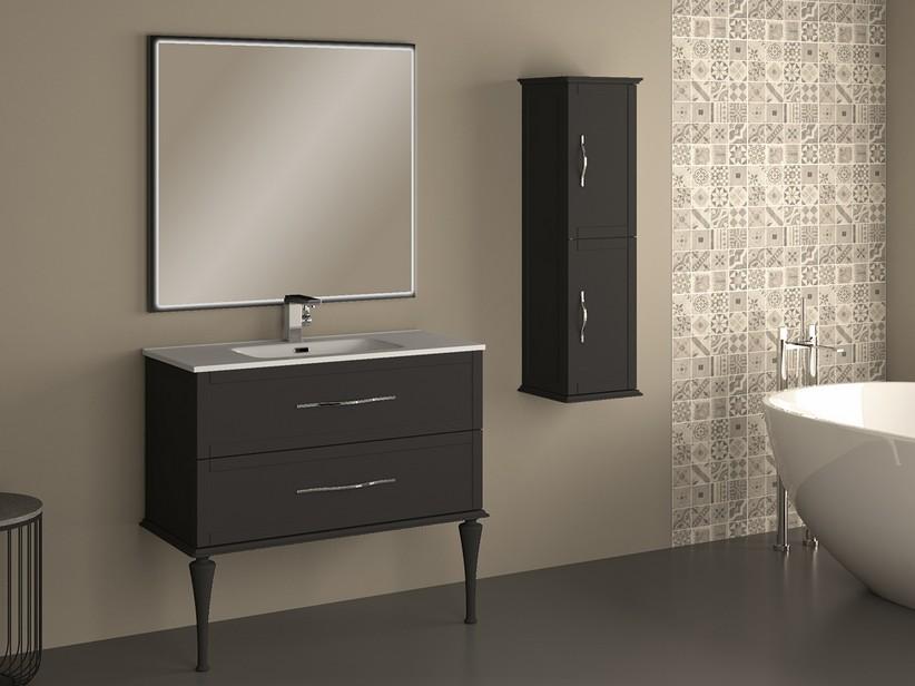 Standbadmöbel Classic 101 cm mit 2 Schubladen Graphit matt und Unitop-Waschbecken aus Keramik | IperCeramica Standbadmöbel Classic 101 cm mit 2 Schubladen Graphit matt und Unitop-Waschbecken aus Keramik | IperCeramica