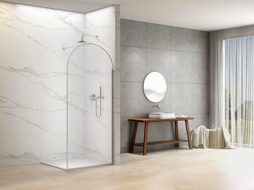 Walk-In-Dusche Epoque 8mm Klarglas 90xH210 Erw 88/90 cm mit Chrom- Dichtungsprofilen | IperCeramica Walk-In-Dusche Epoque 8mm Klarglas 90xH210 Erw 88/90 cm mit Chrom- Dichtungsprofilen | IperCeramica