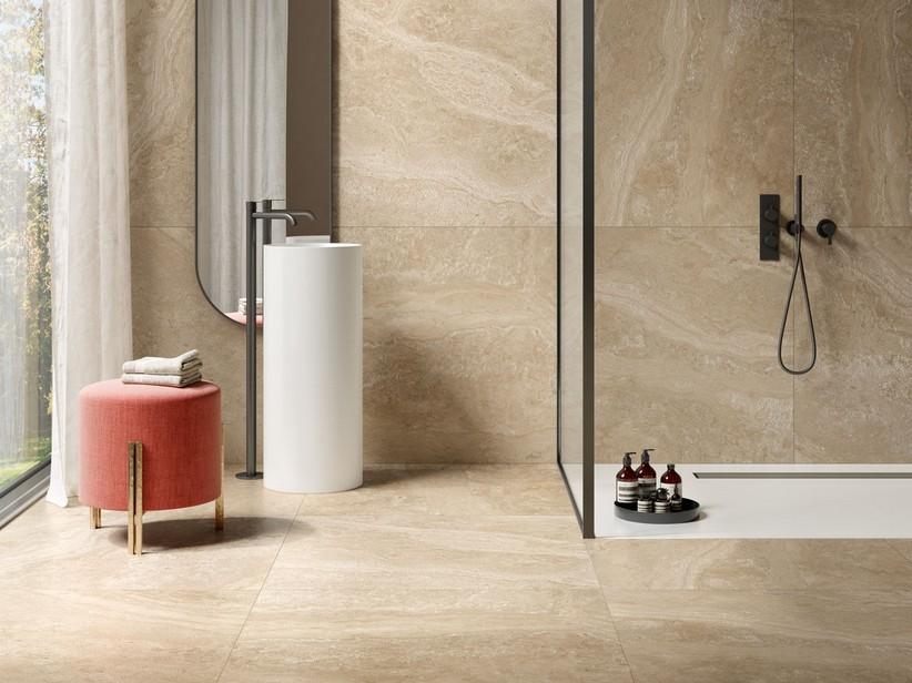 Fliese Elegance Travertino Beige 90x90 Feinsteinzeug Marmoroptik Beige 3D | IperCeramica Fliese Elegance Travertino Beige 90x90 Feinsteinzeug Marmoroptik Beige 3D | IperCeramica