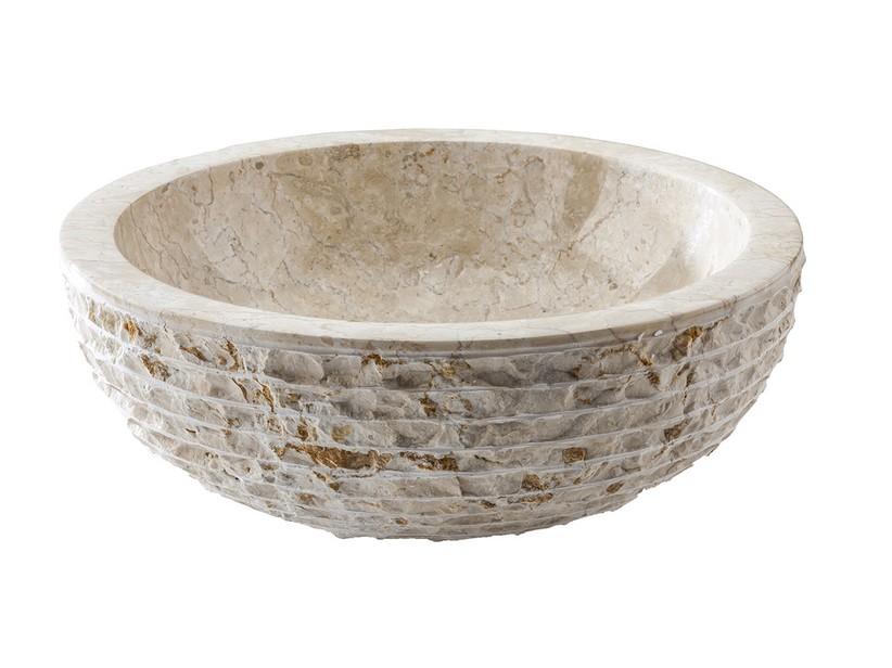 Aufsatzwaschbecken aus Marmor Selce Ø40xH15 cm Weiß | IperCeramica Aufsatzwaschbecken aus Marmor Selce Ø40xH15 cm Weiß | IperCeramica