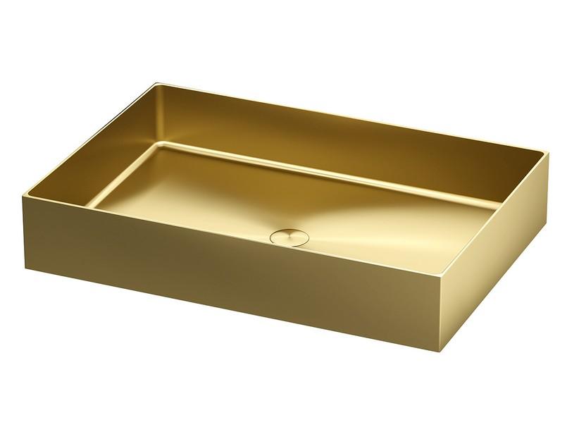 Rechteckiges Aufsatzwaschbecken Steel aus Edelstahl mit Oberflächenausführung aus PVD Gold Satiniert | IperCeramica Rechteckiges Aufsatzwaschbecken Steel aus Edelstahl mit Oberflächenausführung aus PVD Gold Satiniert | IperCeramica