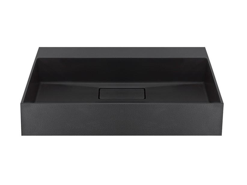 Waschbecken Unitop Eckig 70x48 cm Becken in der Mitte Gussmarmor mit gehämmerter Steinoptik Anthrazit | IperCeramica Waschbecken Unitop Eckig 70x48 cm Becken in der Mitte Gussmarmor mit gehämmerter Steinoptik Anthrazit | IperCeramica