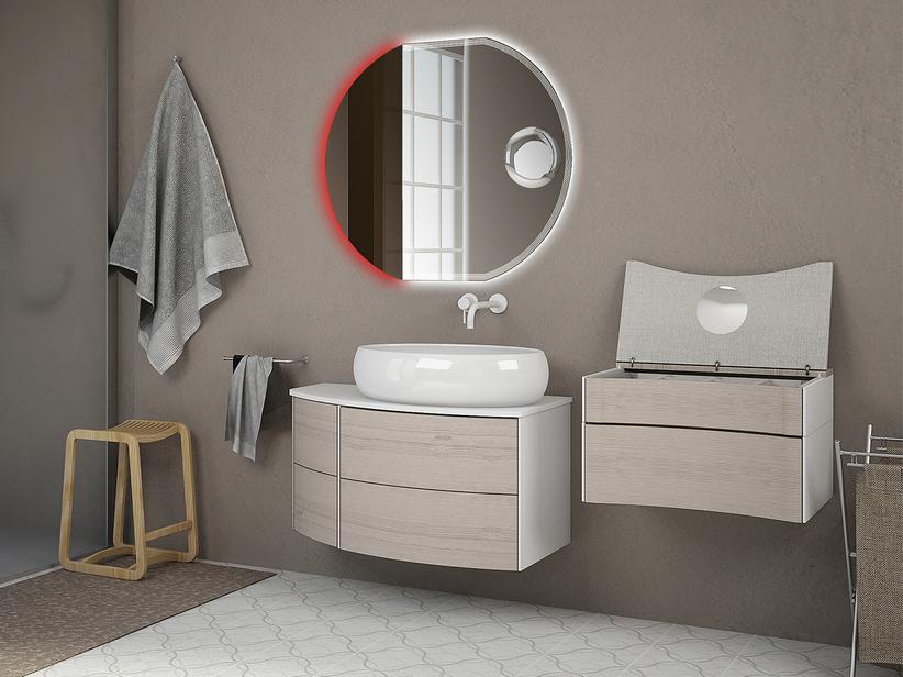 Badmöbel Olas 91 rechts Unterteil und Platte Eiche Weiß | IperCeramica Badmöbel Olas 91 rechts Unterteil und Platte Eiche Weiß | IperCeramica