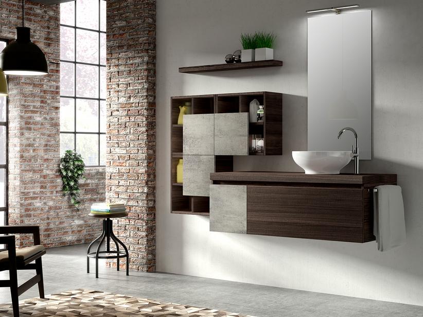 BADMÖBEL QUBO 120 cm OLMO LAVA U. OXID GRAU MIT PLATTE | IperCeramica BADMÖBEL QUBO 120 cm OLMO LAVA U. OXID GRAU MIT PLATTE | IperCeramica