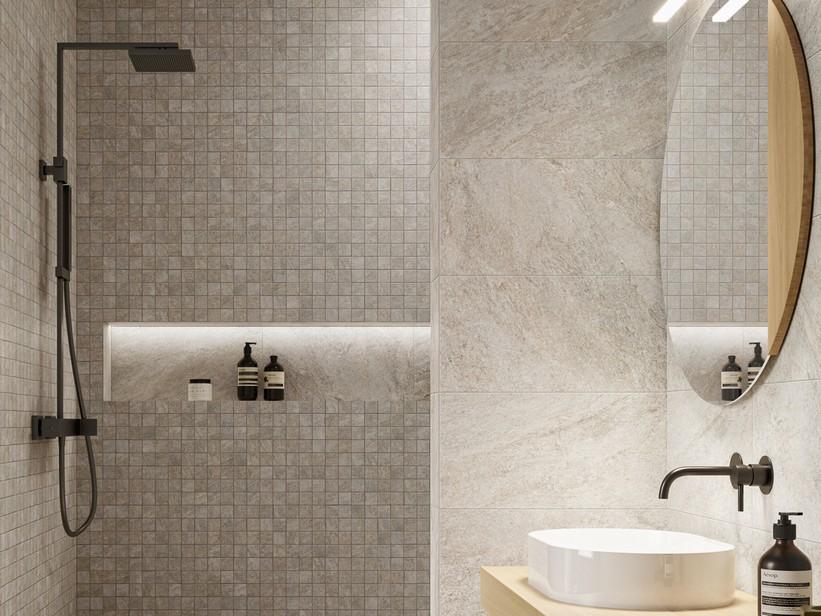Mosaik Nepal White 30X30 Feinsteinzeug mit der Optik von weißem Quarzit | IperCeramica Mosaik Nepal White 30X30 Feinsteinzeug mit der Optik von weißem Quarzit | IperCeramica