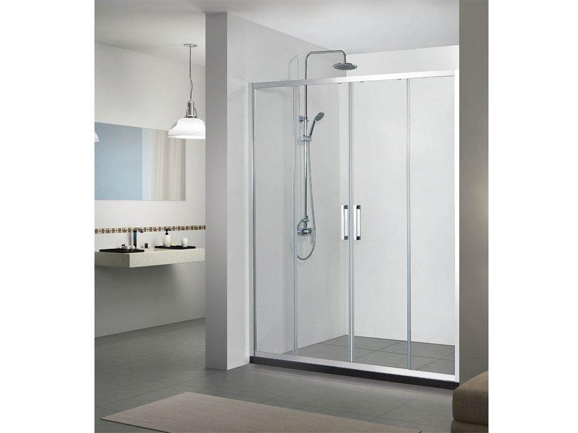 DOPPELSCHIEBETÜR NEPTUM 140xH190 Erw 136/140 cm GLASSTÄRKE 6 mm TRANSPARENT CHROM | IperCeramica DOPPELSCHIEBETÜR NEPTUM 140xH190 Erw 136/140 cm GLASSTÄRKE 6 mm TRANSPARENT CHROM | IperCeramica