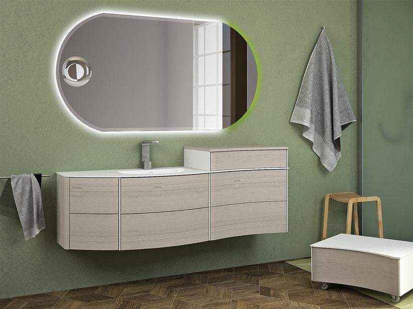 Badmöbel Olas 152cm Links Unterbau Waschbecken Weiß gebleicht Schmuckschatulle | IperCeramica Badmöbel Olas 152cm Links Unterbau Waschbecken Weiß gebleicht Schmuckschatulle | IperCeramica