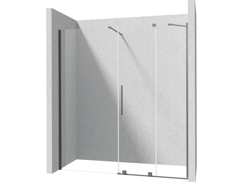 Schiebetür Prizma, feste Seite in Linie 200 cm H195 Erw 118/120-76/78, Glas 6 mm transparent, Titan | IperCeramica Schiebetür Prizma, feste Seite in Linie 200 cm H195 Erw 118/120-76/78, Glas 6 mm transparent, Titan | IperCeramica