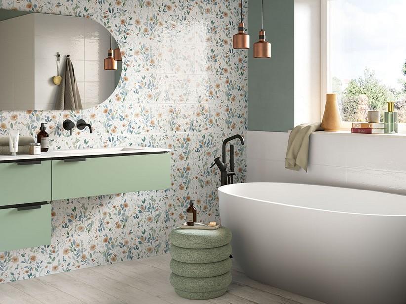 Wandverkleidung Shine Flower 25x60 Blumendekor | IperCeramica Wandverkleidung Shine Flower 25x60 Blumendekor | IperCeramica