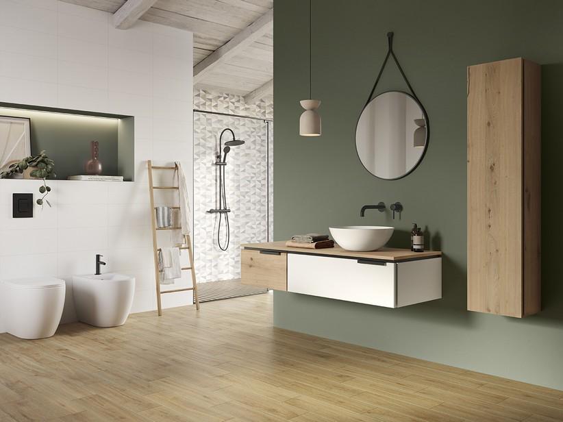 Badezimmermöbel TOUCH 140 cm 1 Schublade links und Aufsatz Eiche mit Astlöchern und 1 Schublade mattweiß | IperCeramica Badezimmermöbel TOUCH 140 cm 1 Schublade links und Aufsatz Eiche mit Astlöchern und 1 Schublade mattweiß | IperCeramica