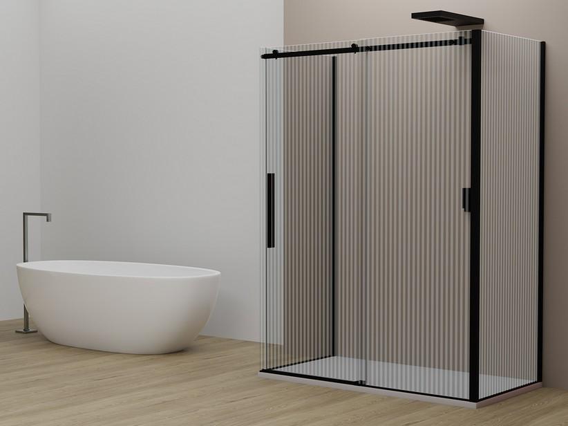 Duschkabine Velo cm 120x90x90 H200 Erw 117/119-87/89-86,5/88,5 Schiebetür rechts aus Krist. Siebdruck, Profile Schwarz | IperCeramica Duschkabine Velo cm 120x90x90 H200 Erw 117/119-87/89-86,5/88,5 Schiebetür rechts aus Krist. Siebdruck, Profile Schwarz | IperCeramica