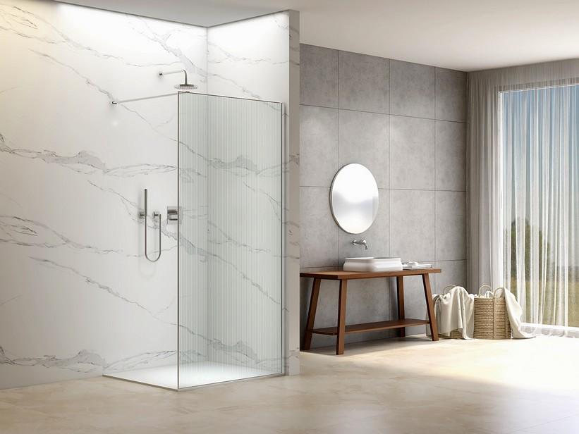 Walk-In-Dusche Namaste' 70 cm H200 Erw 68/70 Kristallglas 8 mm mit gewellter Optik und Profil Chrom | IperCeramica Walk-In-Dusche Namaste' 70 cm H200 Erw 68/70 Kristallglas 8 mm mit gewellter Optik und Profil Chrom | IperCeramica