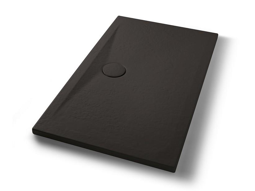 Receveur de douche Appia 120x70 cm céramique effet pierre graphite mat | IperCeramica Receveur de douche Appia 120x70 cm céramique effet pierre graphite mat | IperCeramica