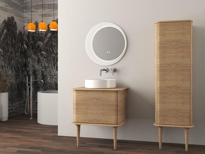 Meuble salle de bains ATLAS L64 cm à poser avec 1 tiroir et plan - finition chêne tabac mat | IperCeramica Meuble salle de bains ATLAS L64 cm à poser avec 1 tiroir et plan - finition chêne tabac mat | IperCeramica