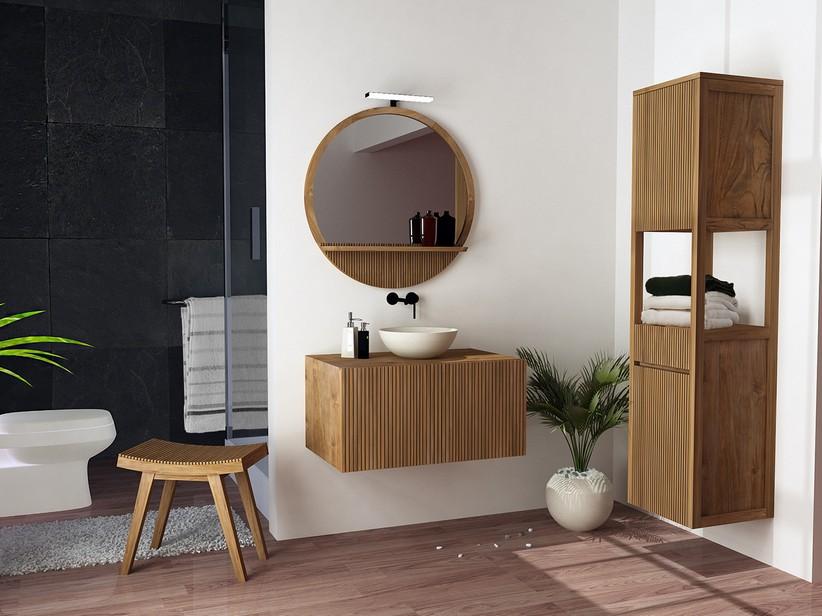 Meuble de salle de bains LOMBOK 80 2 portes en Teck massif naturel | IperCeramica Meuble de salle de bains LOMBOK 80 2 portes en Teck massif naturel | IperCeramica