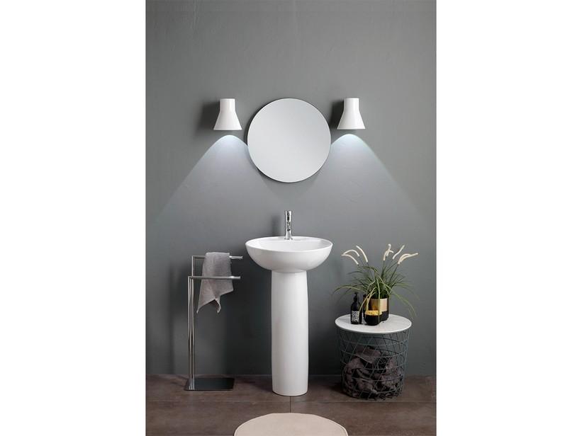 Lavabo avec colonne LE CIOTOLE Ø50xH88 cm avec trou mitigeur céramique blanc brillant | IperCeramica Lavabo avec colonne LE CIOTOLE Ø50xH88 cm avec trou mitigeur céramique blanc brillant | IperCeramica