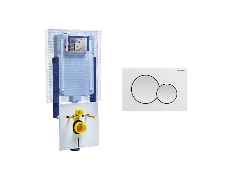 GEBERIT® Module maçonnerie SIGMA8 avec plaque de commande 2 boutons blanc pour WC suspendu avec bride | IperCeramica GEBERIT® Module maçonnerie SIGMA8 avec plaque de commande 2 boutons blanc pour WC suspendu avec bride | IperCeramica