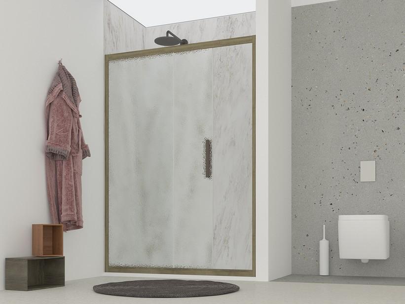 Porte de douche coulissante OM 1 battant 100 cm H200 Réd 90/100 cm imprimé/chêne Cognac | IperCeramica Porte de douche coulissante OM 1 battant 100 cm H200 Réd 90/100 cm imprimé/chêne Cognac | IperCeramica