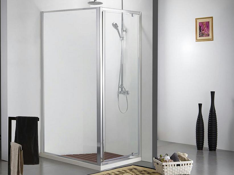 Cabine de douche d'angle Neptum 90x90 h190 Ext 88/90 - 87/91 porte pivotante et paroi latérale verre 6 mm transparent chrome | IperCeramica Cabine de douche d'angle Neptum 90x90 h190 Ext 88/90 - 87/91 porte pivotante et paroi latérale verre 6 mm transparent chrome | IperCeramica