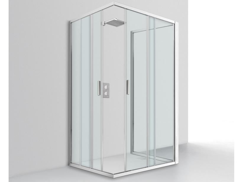 Cabine de douche Nice 80x100x80 h195 Ext 77/79-98/100-78,5/82,5 2 portes coulissantes paroi latérale verre 6 mm transp chrome | IperCeramica Cabine de douche Nice 80x100x80 h195 Ext 77/79-98/100-78,5/82,5 2 portes coulissantes paroi latérale verre 6 mm transp chrome | IperCeramica