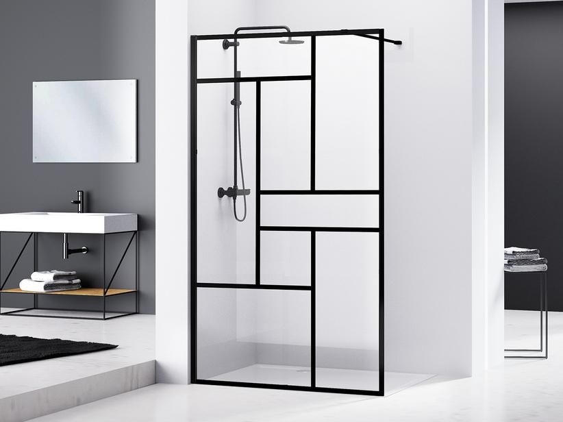 Paroi de douche à l'italienne Chakra 80 cm h200 verre transp. 8 mm noir mat | IperCeramica Paroi de douche à l'italienne Chakra 80 cm h200 verre transp. 8 mm noir mat | IperCeramica
