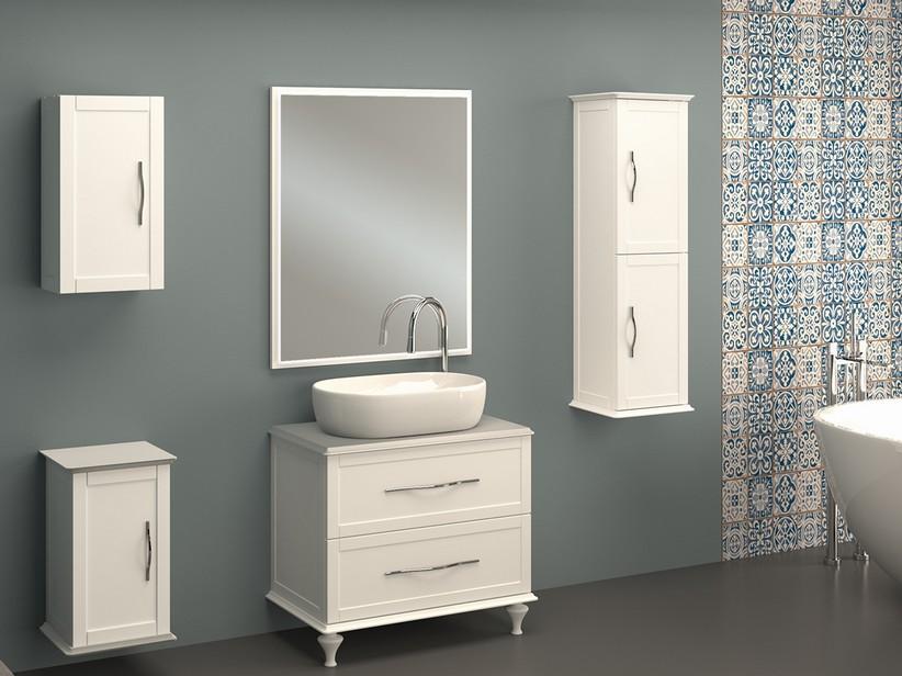 Meuble salle de bain sur pied Classic 75 cm avec 2 tiroirs et plan pour lavabo à poser blanc mat | IperCeramica Meuble salle de bain sur pied Classic 75 cm avec 2 tiroirs et plan pour lavabo à poser blanc mat | IperCeramica