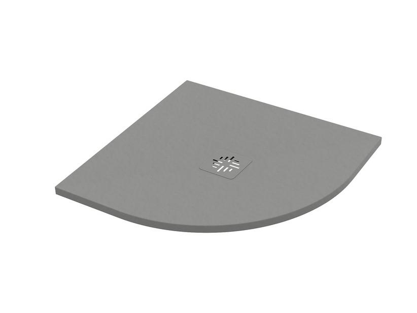 Receveur de douche semi-circulaire Crypto 80x80 H2,5 cm résine effet pierre gris | IperCeramica Receveur de douche semi-circulaire Crypto 80x80 H2,5 cm résine effet pierre gris | IperCeramica