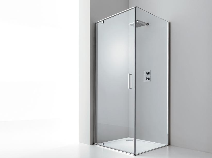Cabine de douche d'angle Dado 80x100 h200 Ext 98/100-78/80 porte pivotante ouverture gauche paroi lat. verre 8mm transp chrome | IperCeramica Cabine de douche d'angle Dado 80x100 h200 Ext 98/100-78/80 porte pivotante ouverture gauche paroi lat. verre 8mm transp chrome | IperCeramica