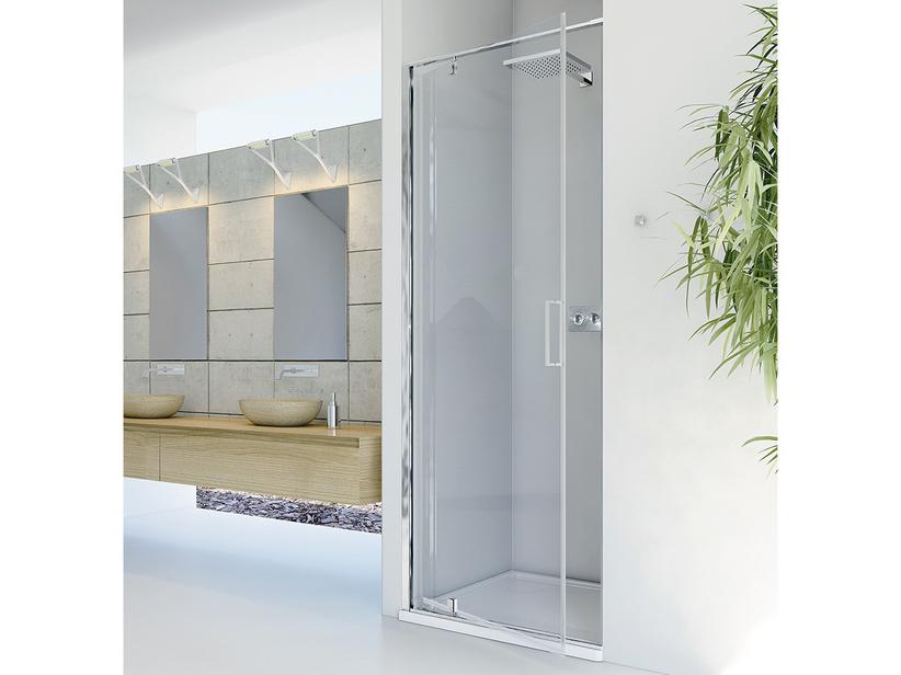 Porte de douche pivotante Dado 90 cm h200 Ext 87/89 cm ouverture à gauche verre 8mm transparente chrome | IperCeramica Porte de douche pivotante Dado 90 cm h200 Ext 87/89 cm ouverture à gauche verre 8mm transparente chrome | IperCeramica
