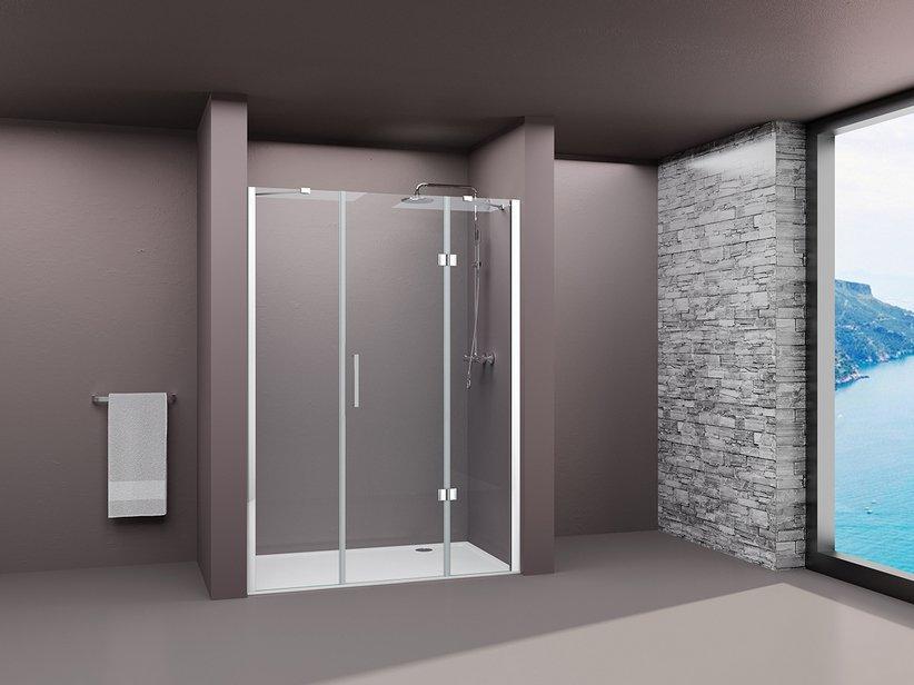 Porte de douche pivotante Fantasy2 140 cm h190 Ext 137,3/141,3 verre 6 mm transparent chrome | IperCeramica Porte de douche pivotante Fantasy2 140 cm h190 Ext 137,3/141,3 verre 6 mm transparent chrome | IperCeramica