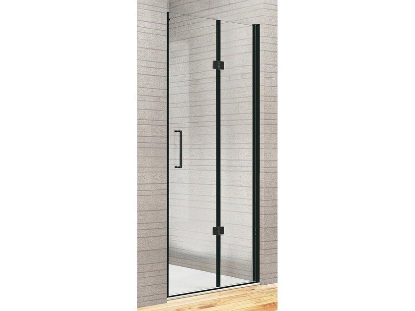 Porte de douche pliante Fantasy2 cm 90 cm h192 Ext 88,4/90,4 verre transparent 6 mm noir mat | IperCeramica Porte de douche pliante Fantasy2 cm 90 cm h192 Ext 88,4/90,4 verre transparent 6 mm noir mat | IperCeramica