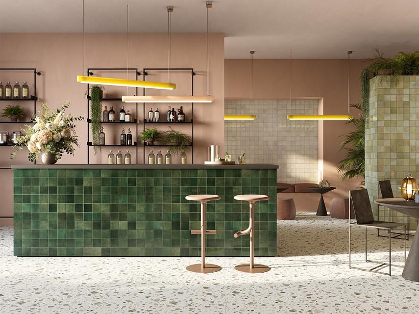 Carrelage mural Fez Foresta 10x10 effet zellige vert foncé brillant | IperCeramica Carrelage mural Fez Foresta 10x10 effet zellige vert foncé brillant | IperCeramica