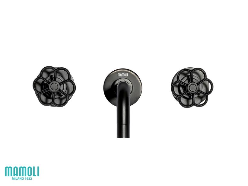 Ensemble robinets 3 trous pour lavabo mural Hipster noir mat | IperCeramica Ensemble robinets 3 trous pour lavabo mural Hipster noir mat | IperCeramica