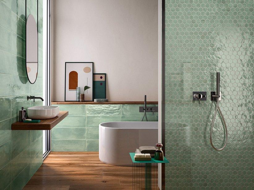 Carrelage mural Intinta Giada 2ème choix 20x60 vert d'eau brillant | IperCeramica Carrelage mural Intinta Giada 2ème choix 20x60 vert d'eau brillant | IperCeramica