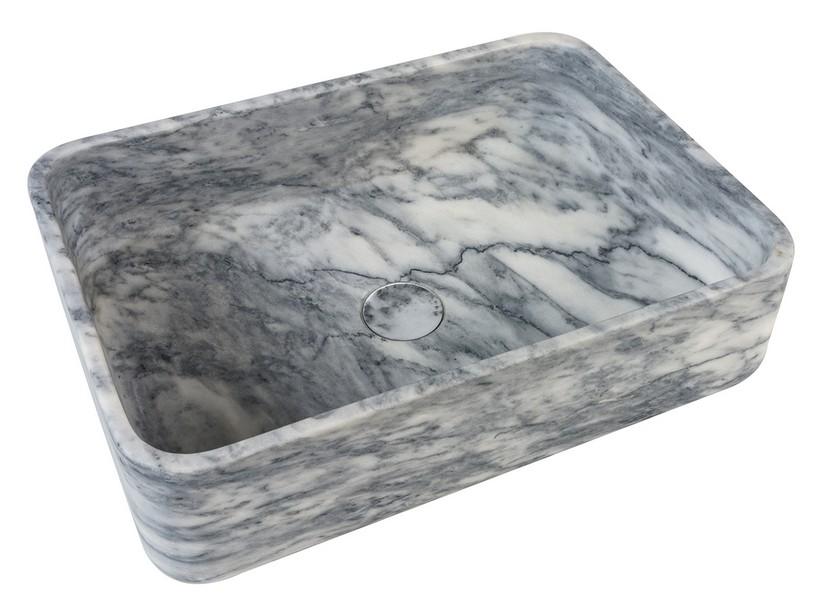 Vasque à poser en marbre Statuario 45,5x32,5xH13 cm blanc | IperCeramica Vasque à poser en marbre Statuario 45,5x32,5xH13 cm blanc | IperCeramica