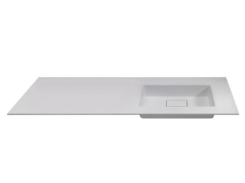 Plan vasque à encastrer Unitop HIDE 170,5x51,5 droit en résine marbre blanc mat | IperCeramica Plan vasque à encastrer Unitop HIDE 170,5x51,5 droit en résine marbre blanc mat | IperCeramica