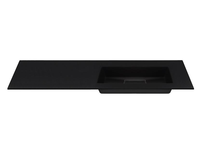 Plan vasque à encastrer Unitop HIDE PIETRA 160,5x51,5 droit en résine noir semi-brillant | IperCeramica Plan vasque à encastrer Unitop HIDE PIETRA 160,5x51,5 droit en résine noir semi-brillant | IperCeramica